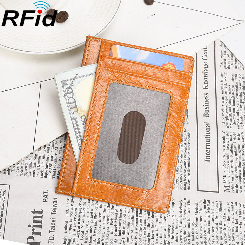 Full grain cow leather RFID protected card holder  