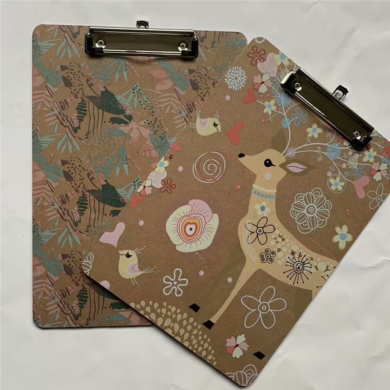 2019 New Product Full color UV printing MDF Clipboard with Low-profile clip 