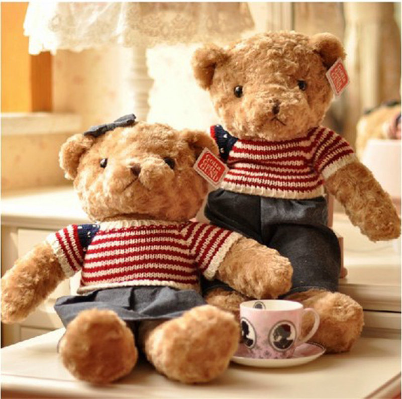 Plush toy Teddy bear with a denim skirt