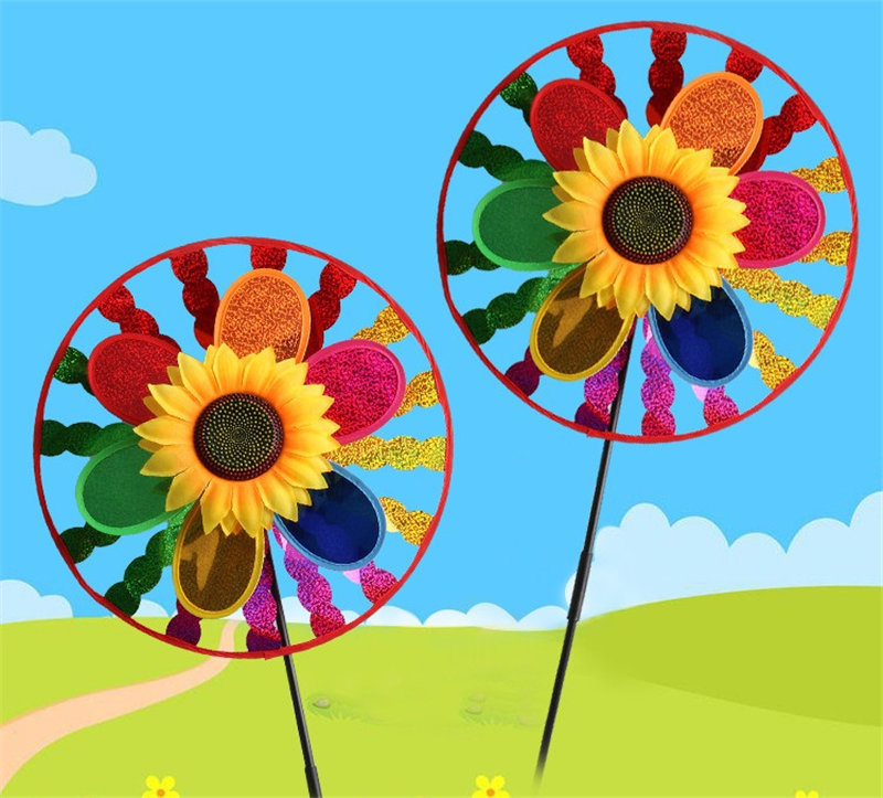 Double layers Colorful sunflower Kids Toy Windmills