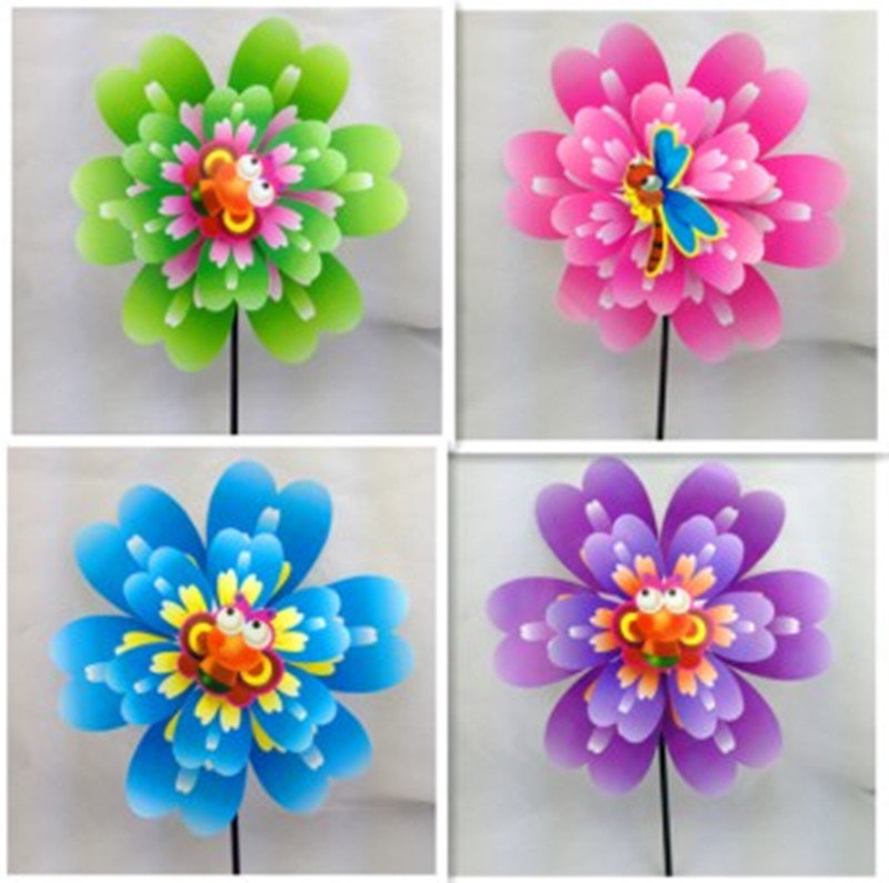 Double layers Peony PVC toy windmill