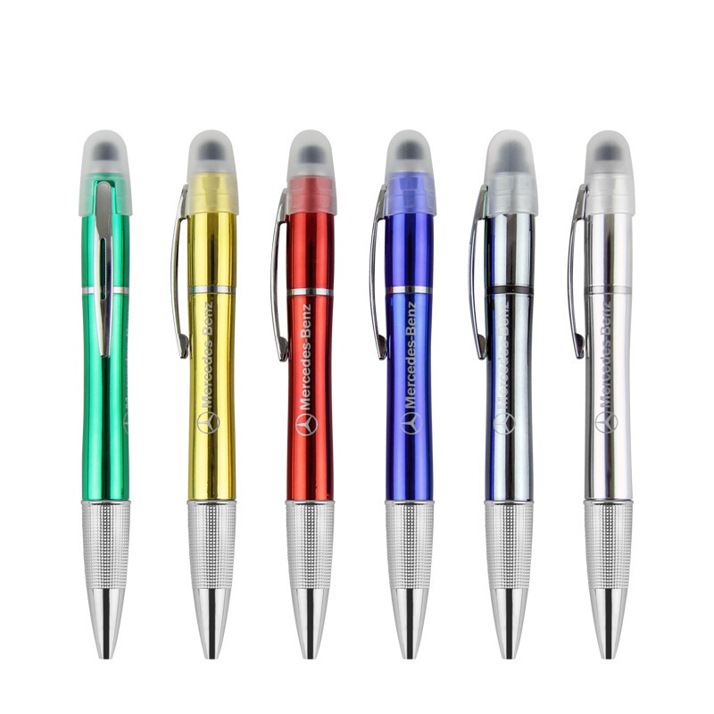 Plastic Lamp box ballpoint pen with Touch Screen Stylus&LED light