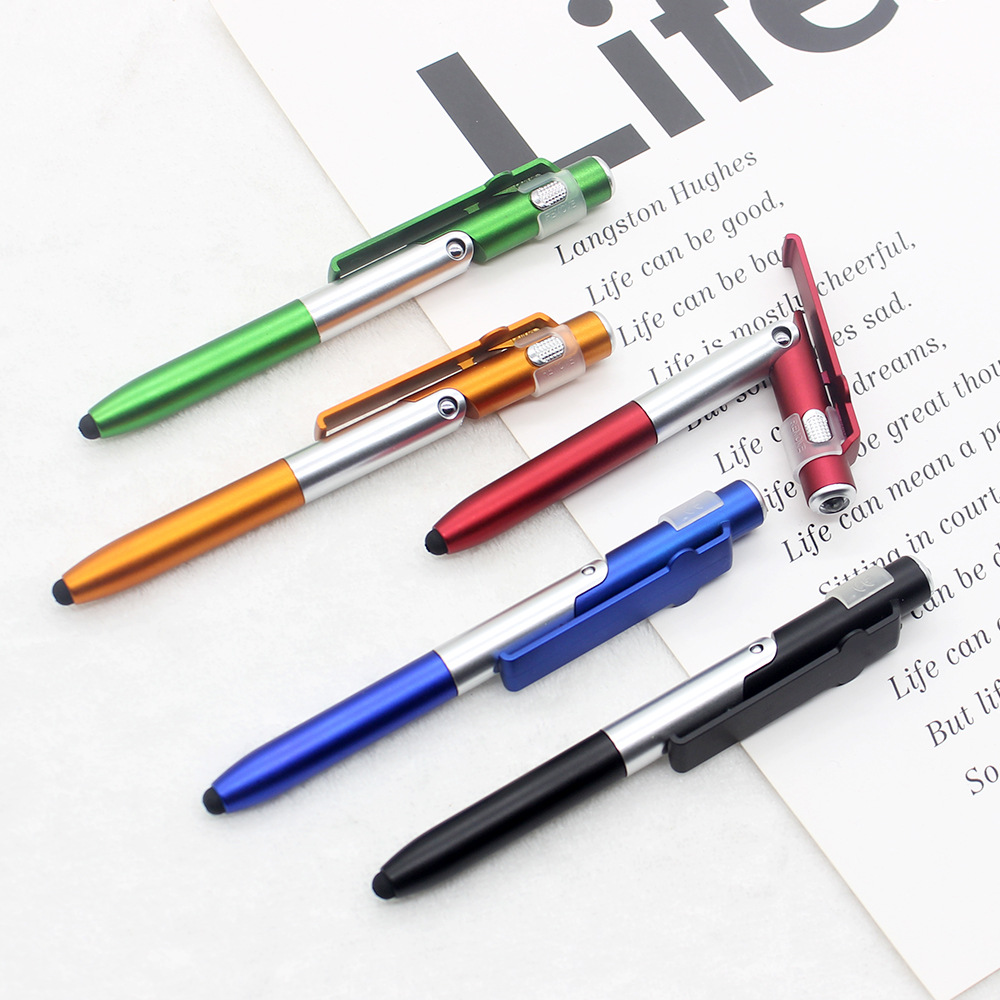 Multi-function foldable ABS Plastic Advertising ball pen&TouchPen&phone holder&Led light, 4-in-1        