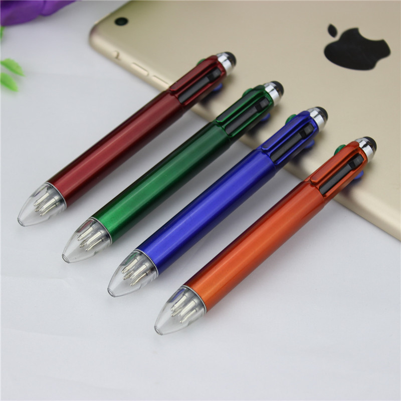 Multi-function Four-color Plastic Advertising ball pen&TouchPen, 2-in-1    