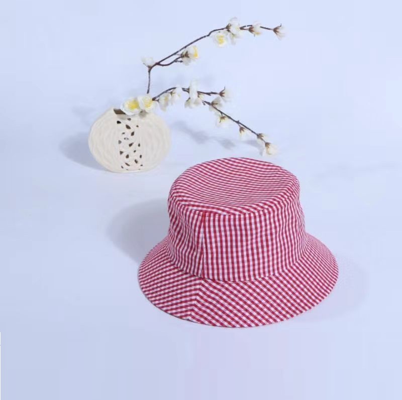 Check gingham Summer hats  fishing hats beach sun cap