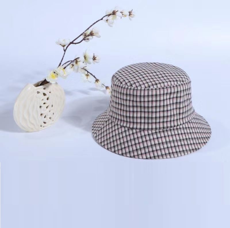 Check gingham Summer hats  fishing hats beach sun cap 